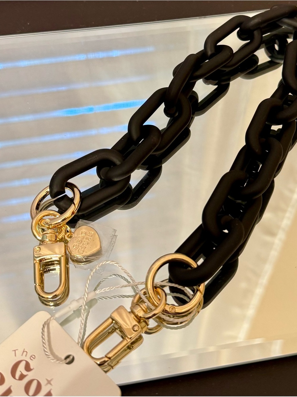 Gold Blush Matte Black Poplink Chain  with Gold Hardware BNWT
